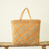 Diagonally knitted square tote