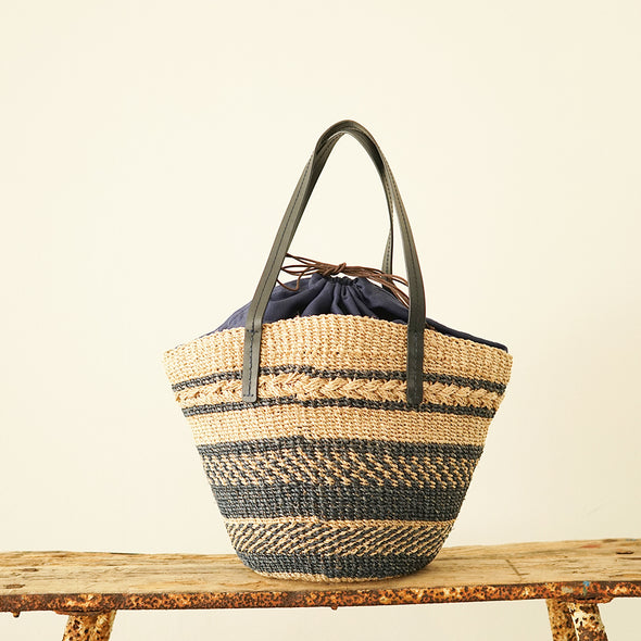 Patterned knitting tote bag